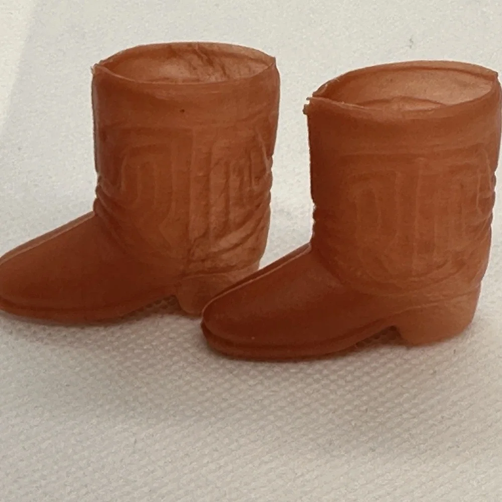 Vintage Barbie Shoes Boots 1990S COWGIRL‎ Short Brown Plastic Doll Shoes